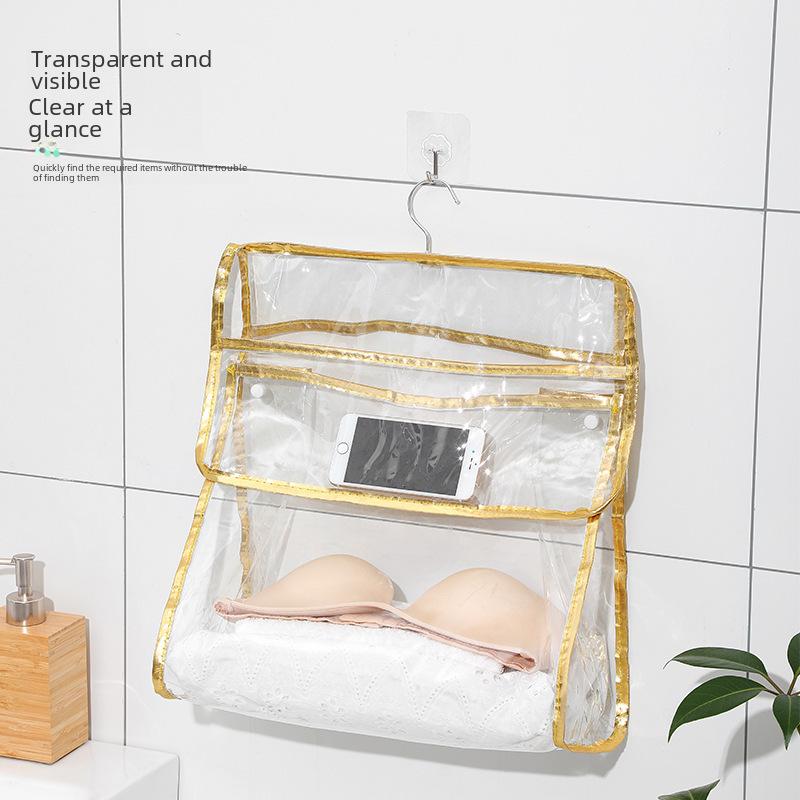 Waterproof Bathroom Organizer, Clear Shower Caddy Bag, Wall Hanging Toiletry Storage Bag with PVC, for Cosmetics, Towels, Clothes