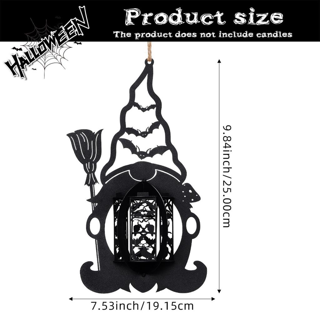 Halloween Metal Hollow Ghost Pumpkin Lantern Candle Holder Party Decor Hanging Lantern for Indoor Outdoor Display