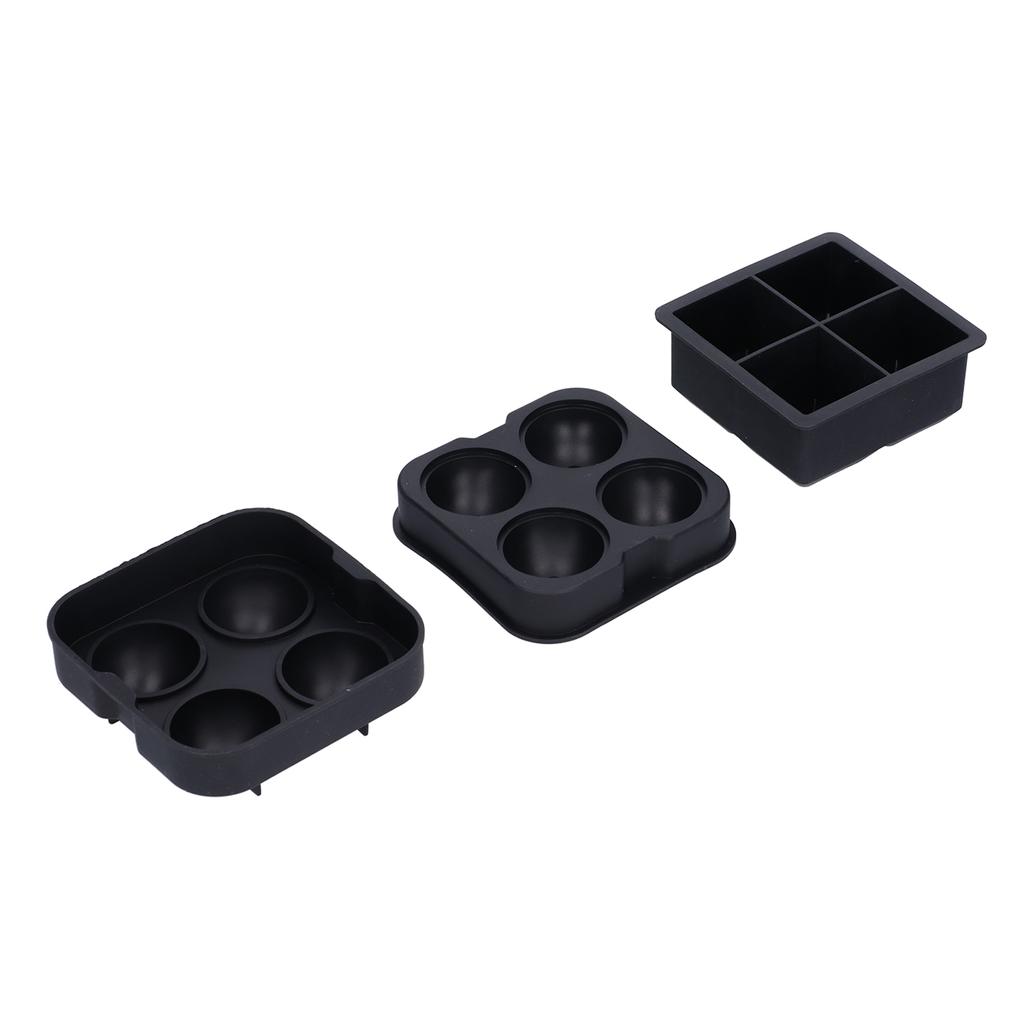 2 Stück Eisform 4-Fächer Wiederverwendbar Elastisches Silikon DIY Eiswürfelbereiter Form Tablett Schwarz