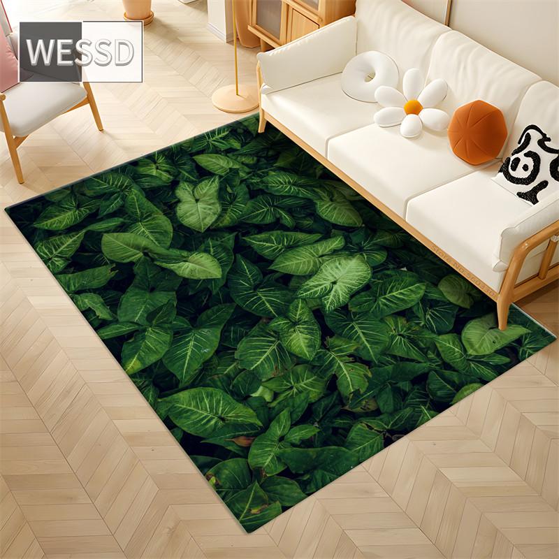 

3D коврик с зелеными листьями для гостиной, мягкий ковер для спальни, моющийся противоскользящий напольный коврик, коврик для кухни, ванной комнаты, коврик в скандинавском стиле 100x150cm 1pcs