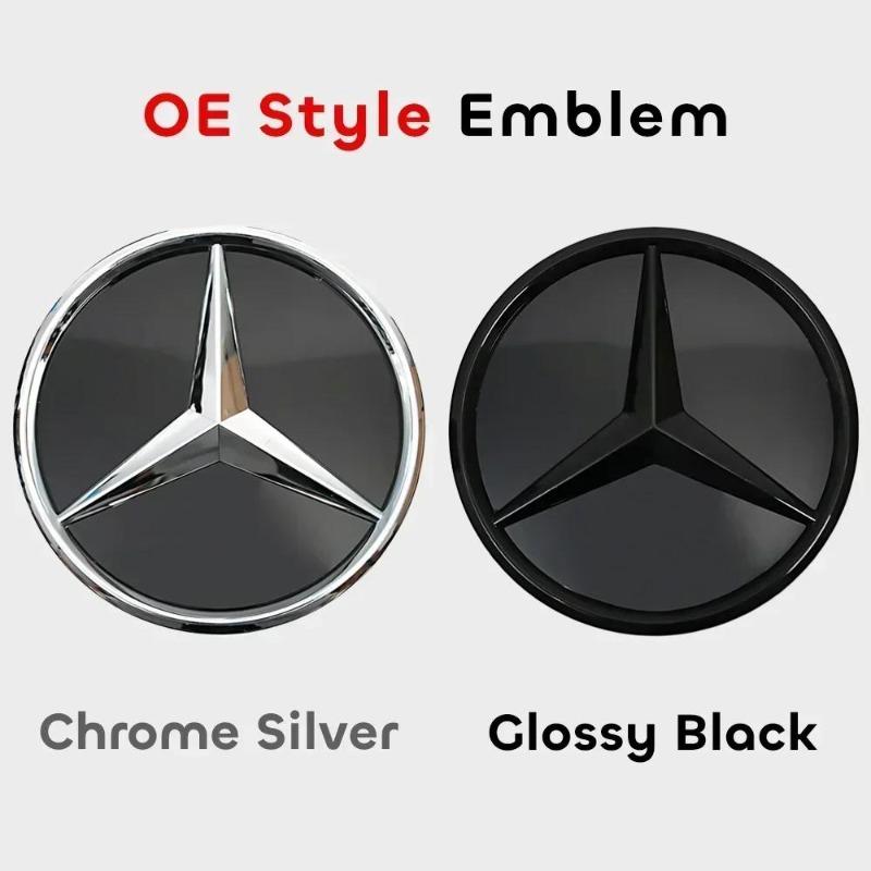 Car Front Grill Emblem Star Badge 3D Mirror OE Style Flat Surface For Mercedes Benz W245 W204 X204 B180 B200 B250 C280 C300 C350