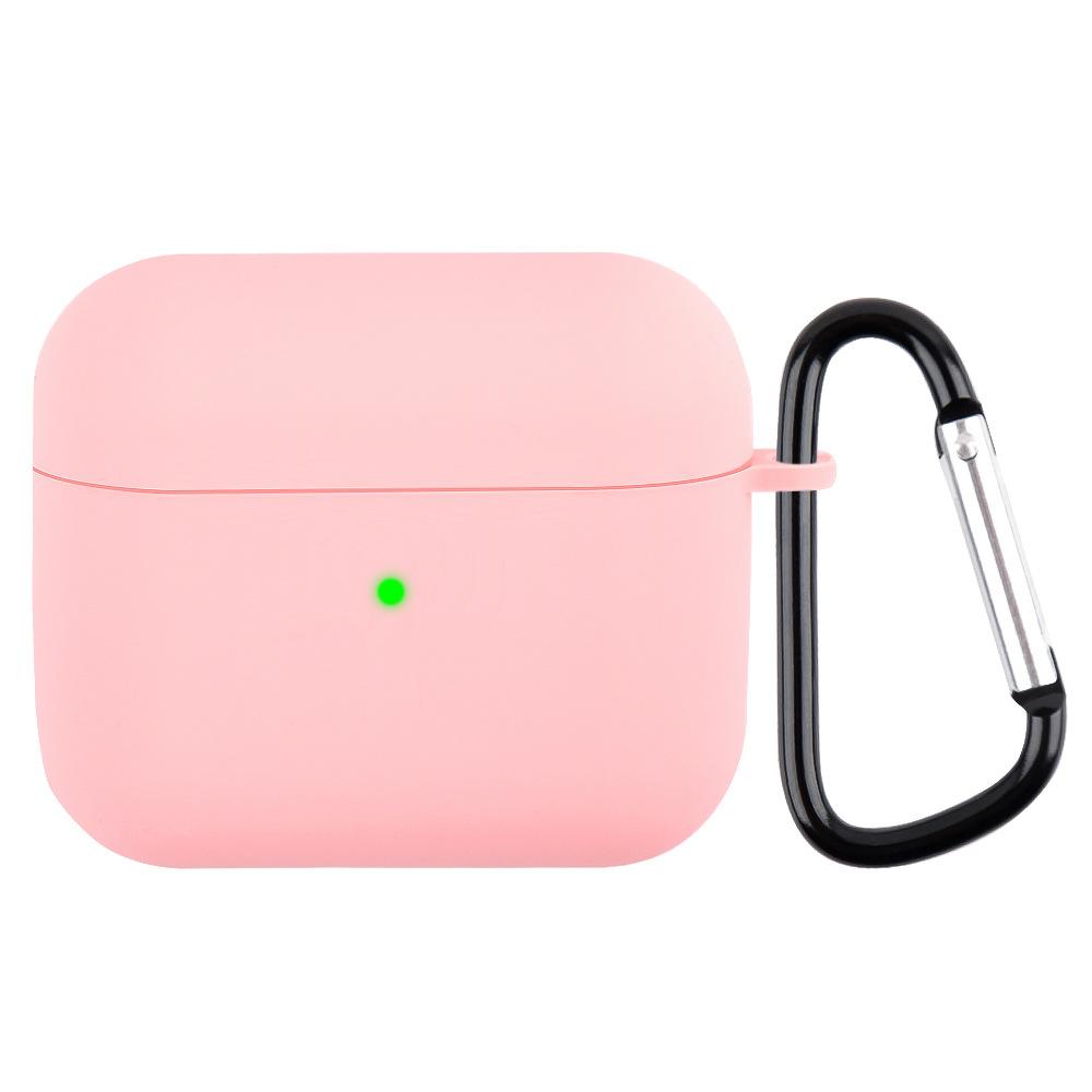 Suitable for AirPods 3 Silicone Solid Color Buckle Earphone Cover Anti-drop Non-slip Protective Cover Portable Soft Case