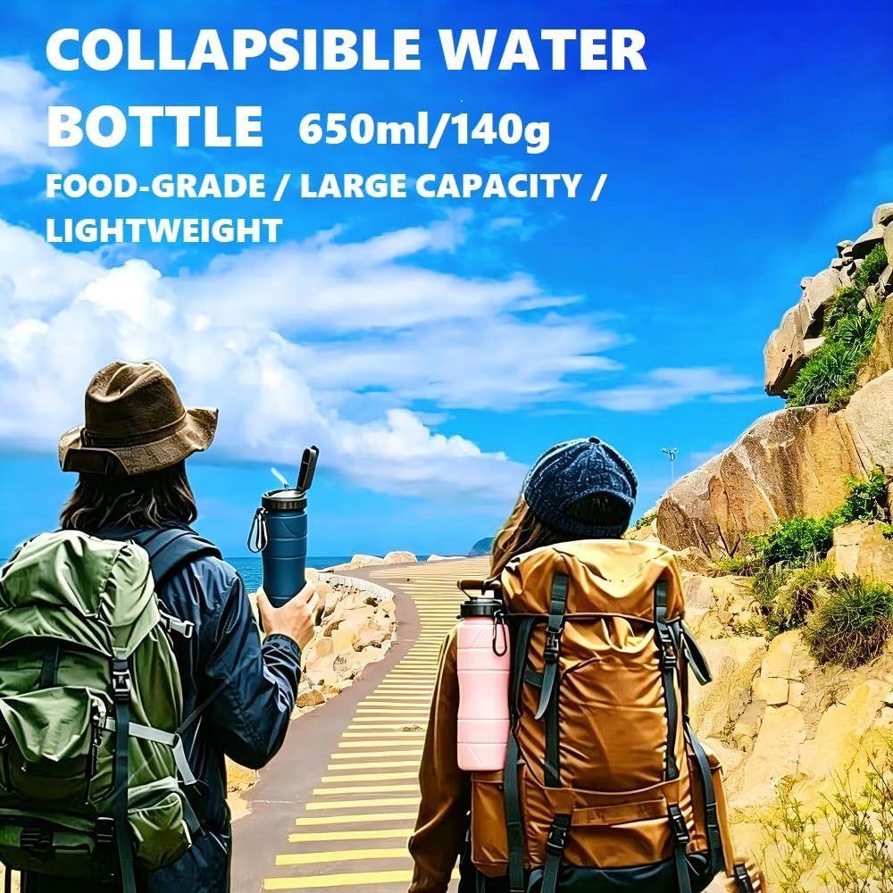 Collapsible Water Bottle Leakproof Seal Travel Water Bottle BPA Free Straw Bottle Cycling