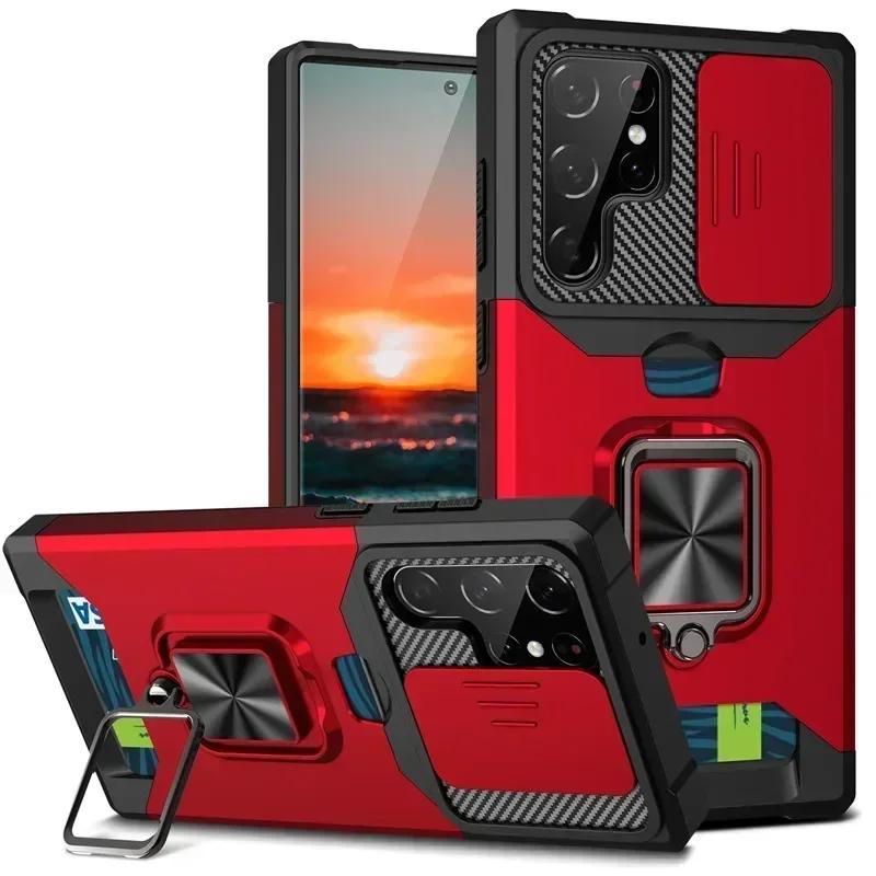 

Shockproof Magnetic Holder With Card Solt Case for Samsung Galaxy A56 A36 A26 A16 A06 A55 A72 A54 A53 A52 A35 A34 A33 A42 Cover Galaxy A35