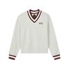 Sports League Series College Style Logo Embroidered V-Neck Pullover Patchwork Long Sleeve Sweatshirt Women Sweatshirt L324W023-0248