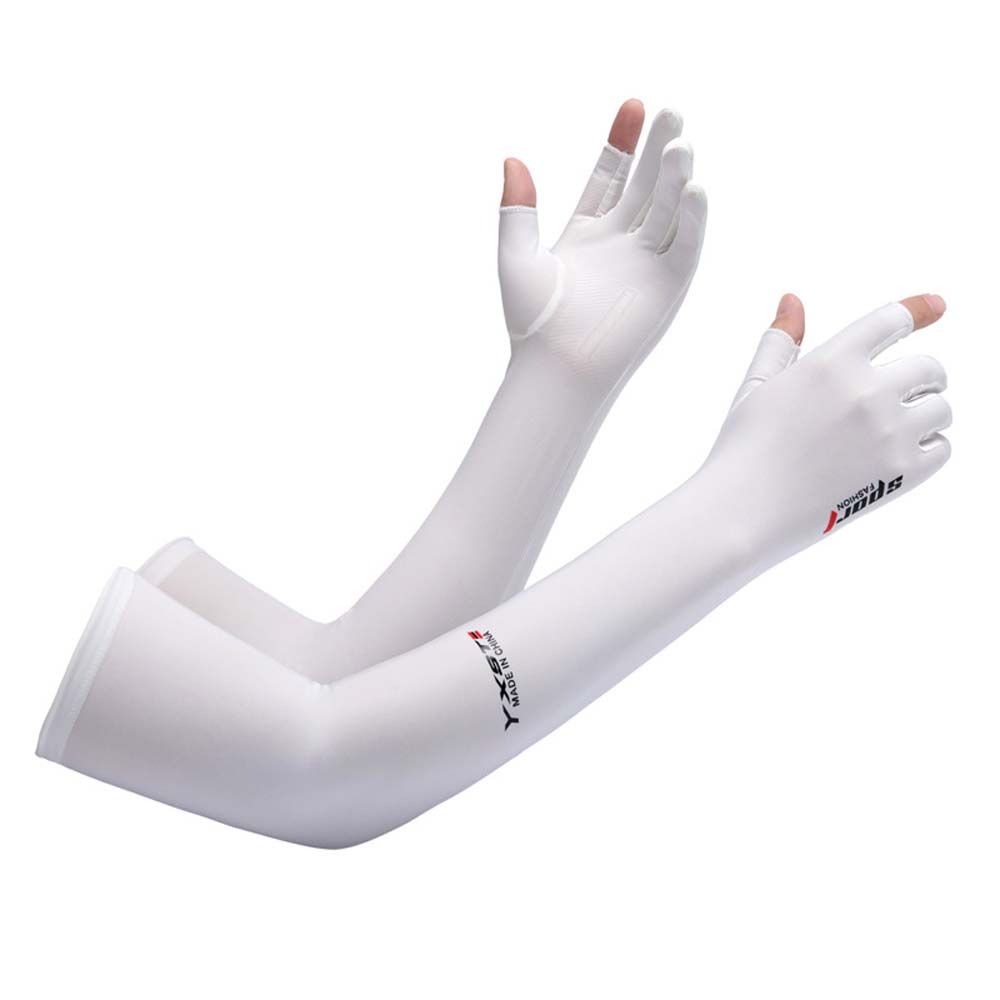 Sun Protection Half Finger Ice Sleeves Two Fingers with Exposed Anti-UV Arm Sleeves  For Women