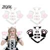 Rukavice se zvířecími tlapkami 7 ks Kočičí Cosplay Kostým Set, Čelenka s oušky, Rukavice, Mašlový obojek, Zvonkový náramek na zápěstí, Ocas, Halloweenská párty Koťátko Doplňky