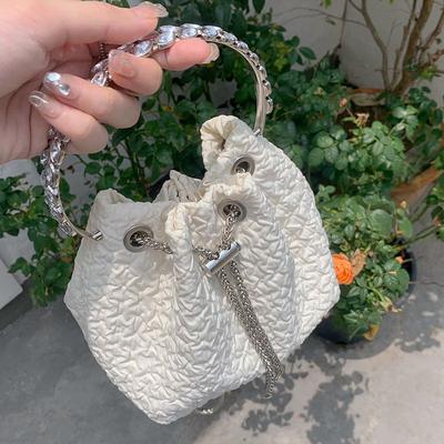 Versione Coreana di Ins Borsa Tote di Nicchia Nuova Moda Dolce Borsa a Secchiello Borsa a Catena Borsa a Spalla Singola Crossbody alla Moda