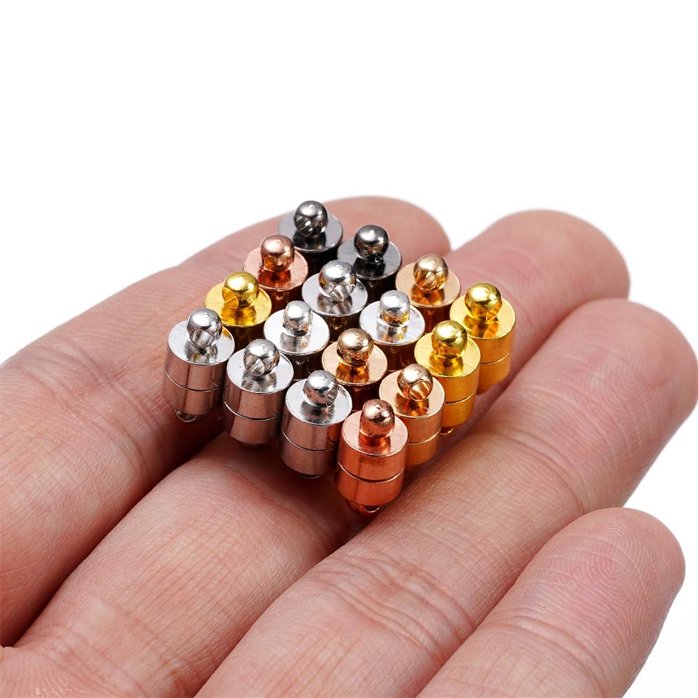 5Sets Round Strong Magnetic Clasps Fit Bracelets Necklace Rhodium End Clasp Connectors for Makings Leather Bracelet Jewelry