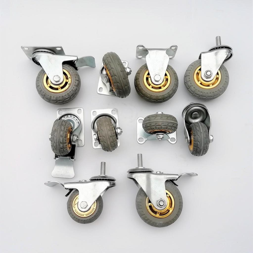 Medium Gray Elastic Silent Trolley Caster Wheel - Universal Gold Rubber