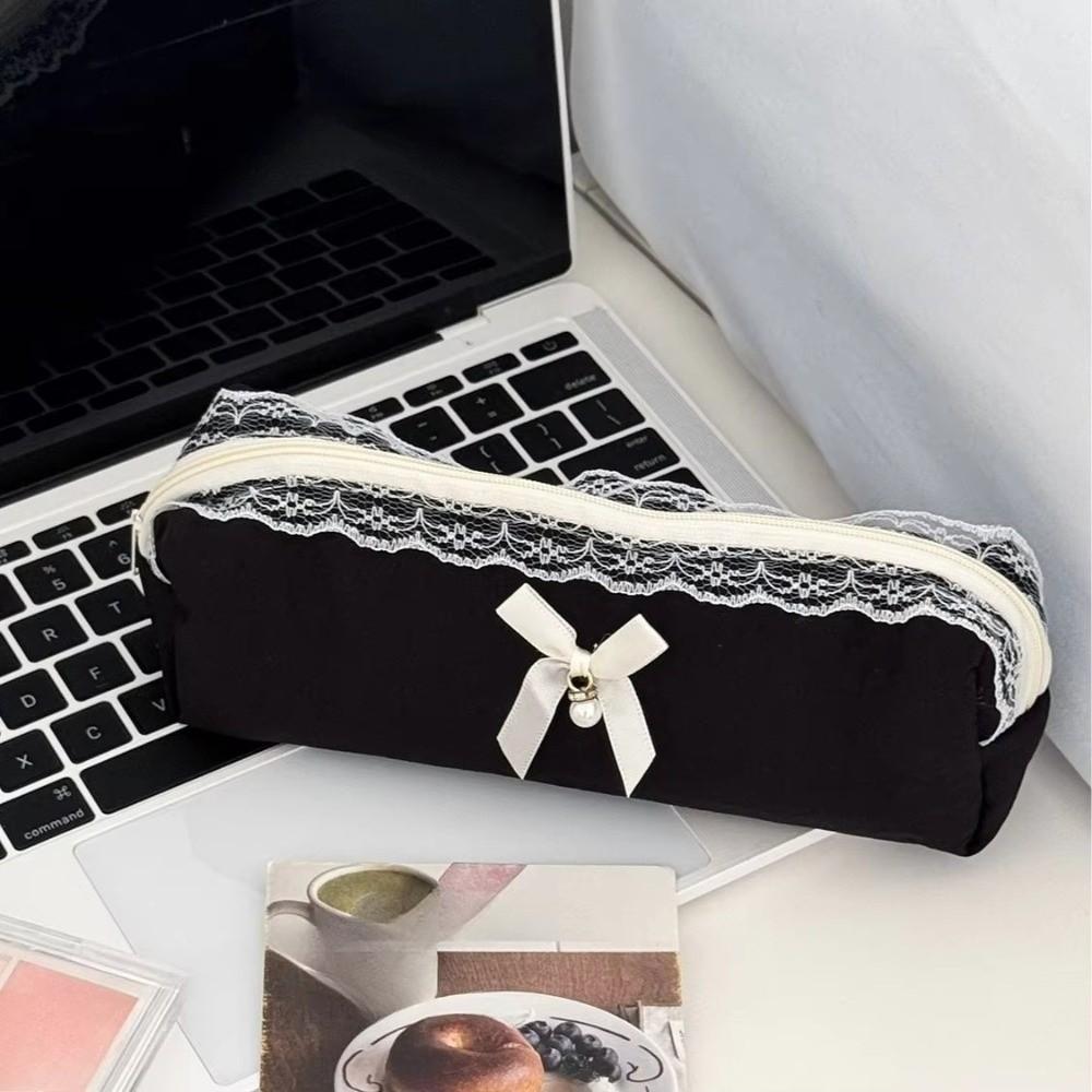 Black Pencilcase Bags Lace Stationery Storage Bag Cute Pencil Case  Organizer Pouch