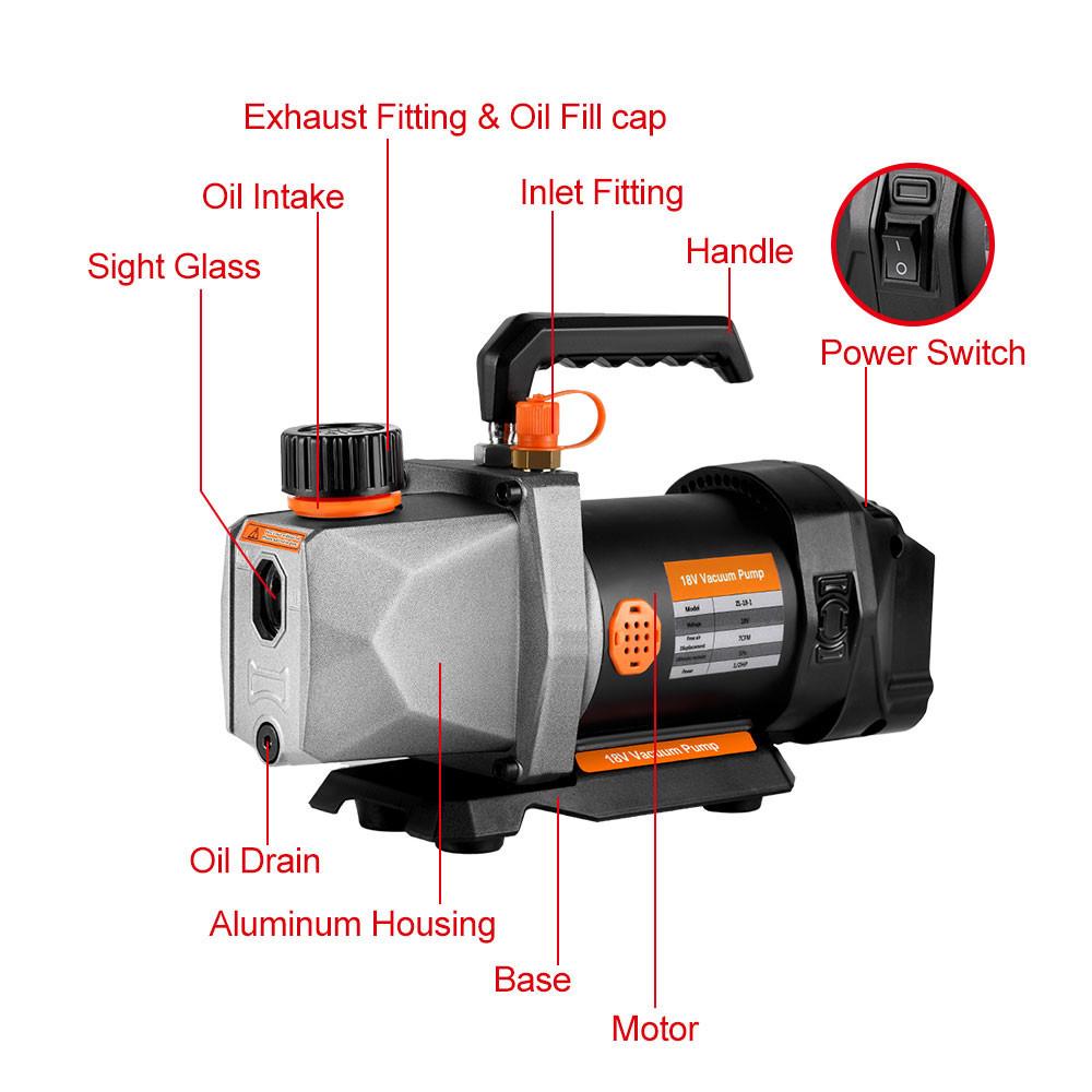 7CFM 5PA 1/2HP 1/4 Air Inlet  For Household Air Conditioning For Battery Cordless Refrigerant Vacuum Pump