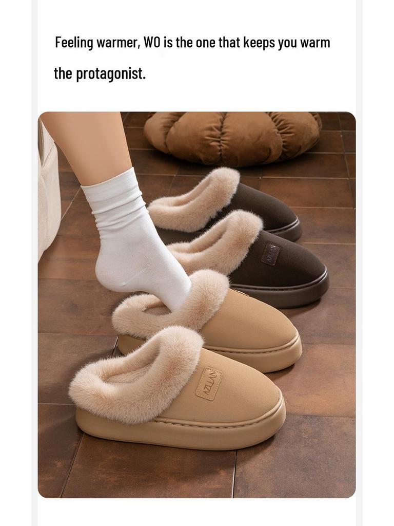 2025 Pluszowe Bawełniane Kapcie Indoor: Ciepłe, jesienno-zimowe obuwie dla par na grubej, antypoślizgowej podeszwie