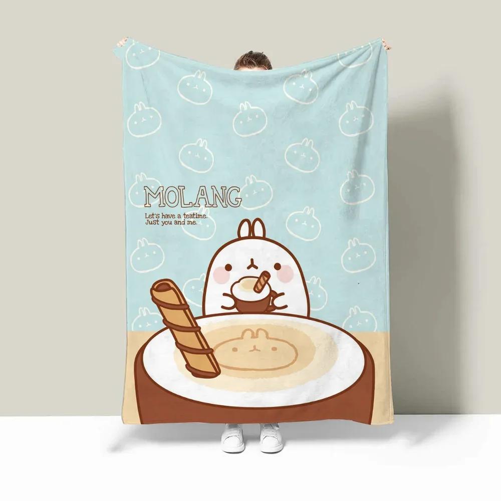 Pătură Aruncare Anime Molang Pătură Aruncare Drăguță pentru Canapea Lenjerie de Pat de Lux Pături de Pat Decor Canapea Pufos Carouri Cobija Genunchi Moale