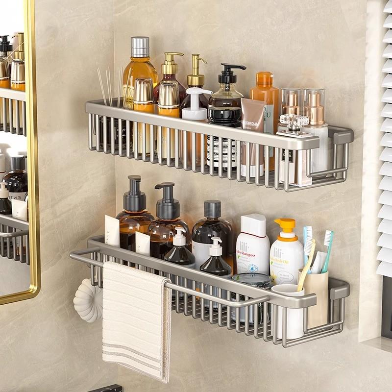 Modern Minimalist Bathroom Wall Shelf With Oxidized Finish For Shower Storage And Organization