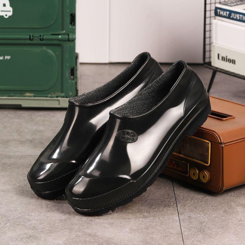 Rain shoes beef tendon sole low-top rain boots men's waterproof shoes glue shoe cover shoes non-slip construction site thickened short tube adult