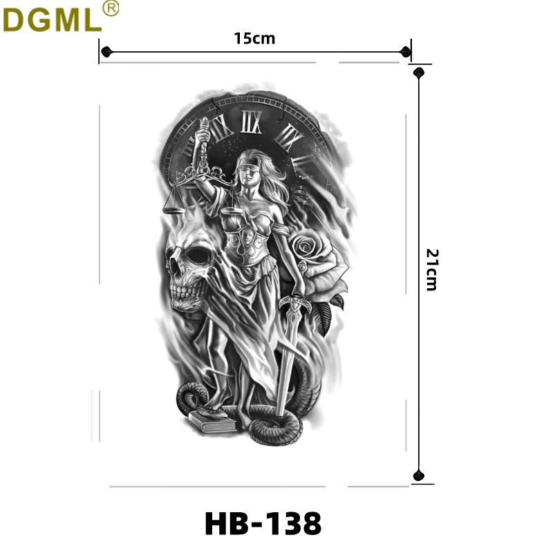 Geisha Skull Flower Tattoo Stickers: Halloween Arm & Face Ghost Designs