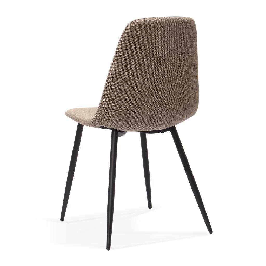 Minimalist Dining Chairs Made of Fabric & Metal - Dark Khaki Set of 2