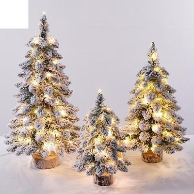 Weihnachten Beflockung Mini PVC Spitz Weihnachtsbaum Dekorationen Tisch Ornamente LED Desktop Weihnachtsbaum für Weihnachten Party Dekoration