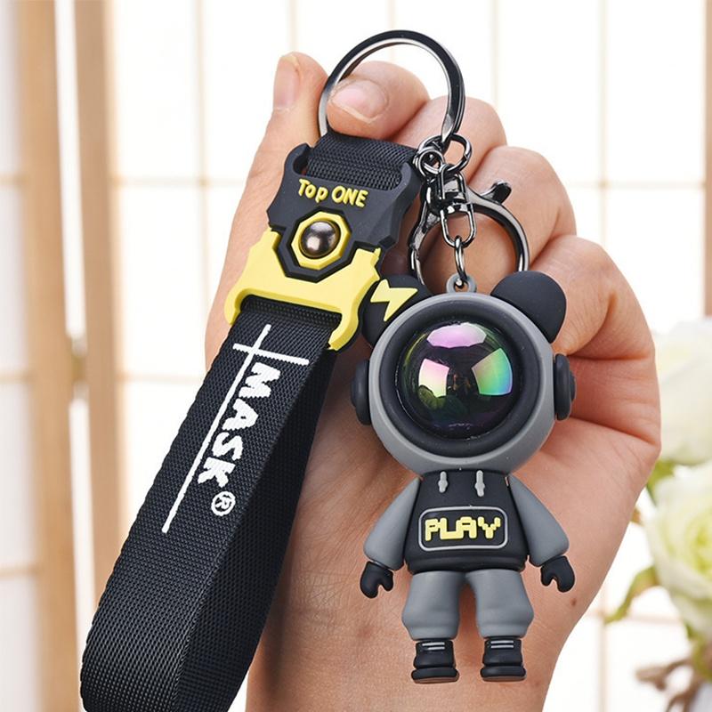 Breloc cu inel tip cheie fulger, figurină astronaut, păpușă, pandantiv pentru geantă, suport chei auto