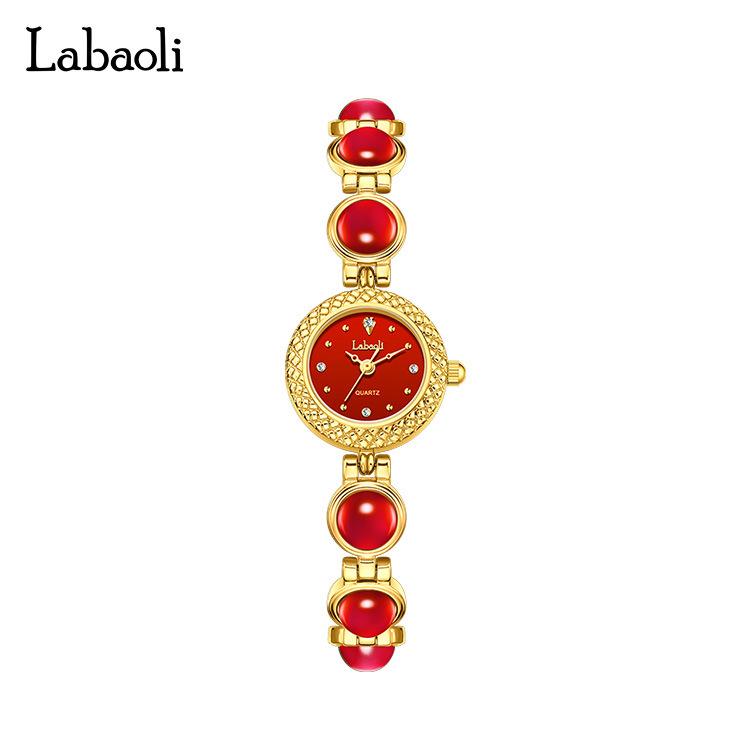 

Labaoli Exquisite Emerald Retro Women s Bracelet Watch вина червоного кольору