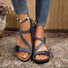 Summer Women's Simple Solid Color Wedge Sandals, Casual Open Toed Retro Thick Soled Sandals, Comfortable Wedge Thick Heel Beach Sandals