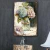 Vintage Hydrangea Flowers Art Decorative Metal Sign - Waterproof Wall Hanging Plaque for Home, Garden, Farmhouse - English Langu