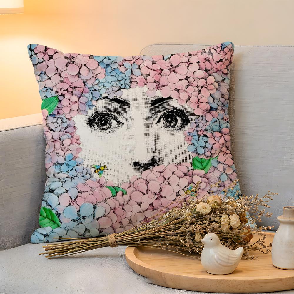 Cushion Cover Linen SkinFriendly Soft Decorative Case For Sofa Home Decor Abstract Women Simple Anime Art Pillow cover