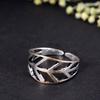 Silver Cutout Leaf Ring | Adjustable Wide Band Botanical Jewelry | Oxidized Boho Nature Inspired Statement Ring | Handmade Gift for Her