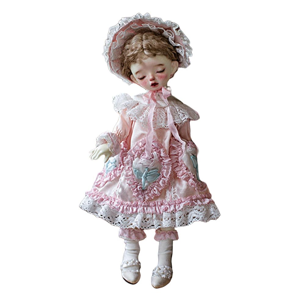 

16 BJD Кукольный Костюм, Вышитое Шелковое Платье, Полный Комплект, Одежда для Шарнирных Кукол, Ручная Работа, Милый Мини, Готическая Лолита, Стиль Моэ, Костюм, Розовый