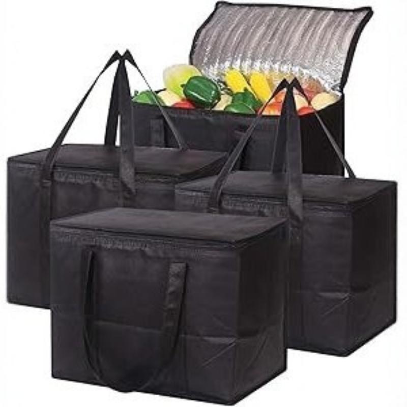 Large 41L Insulated Thermal Food Carrier Bag Portable Zipper Tinfoil Lined Bag for Home Catering Outdoor Picnic