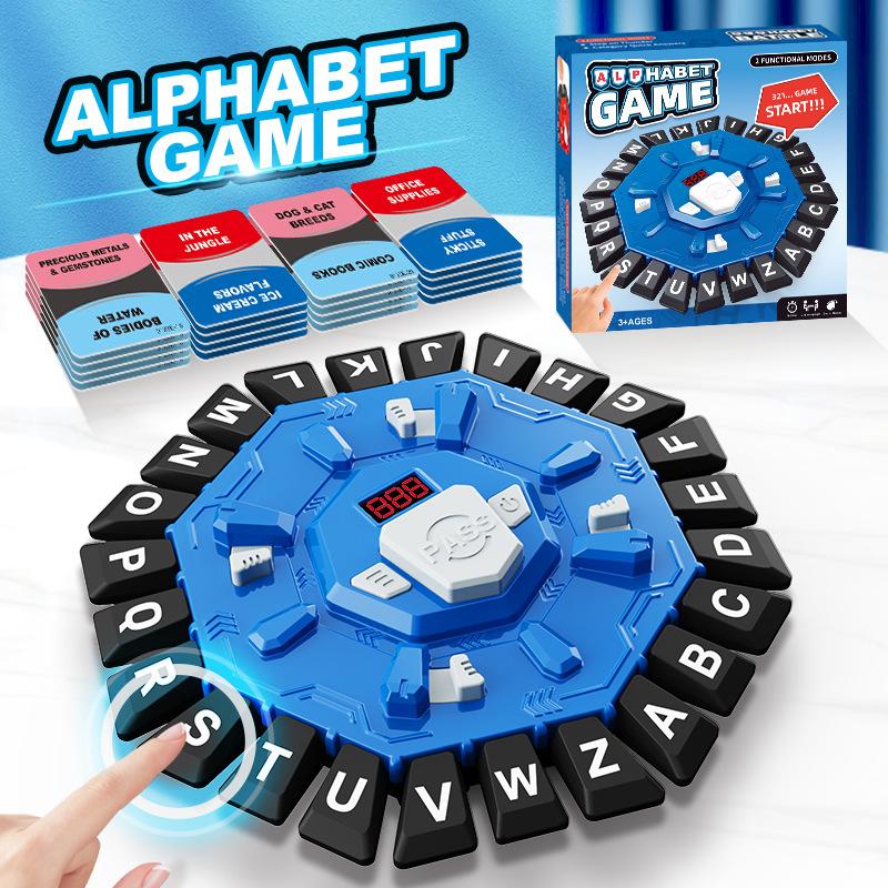 Alphabet Board Game Puzzle Word Game Family Board Game with Digital Display Timer and 2 Categories Modes