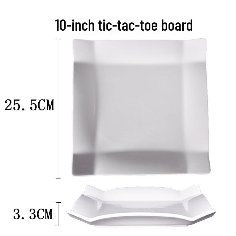 Pure White Ceramic Square Steak Plate - Irregular Design, Creative Western Flatware for Home and Hotel Dining.