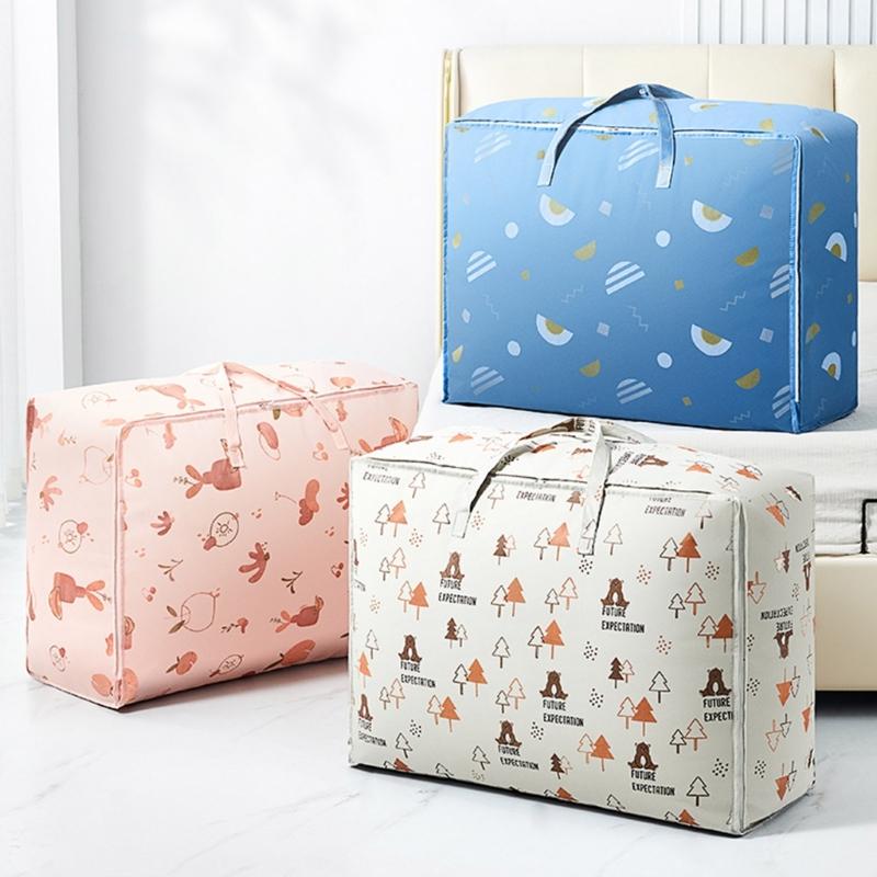Cartoon Printed Non Woven Blanket Storage Bag Waterproof Convenient Clothes Storage Bag Home Use Household Movings Bags