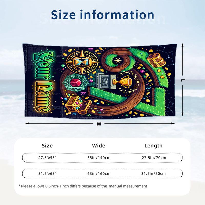 Adventure Travel Theme Beach Towel Personalized Custom Name & Text Soft Quick Dry Beach Towel for Swimming Travel
