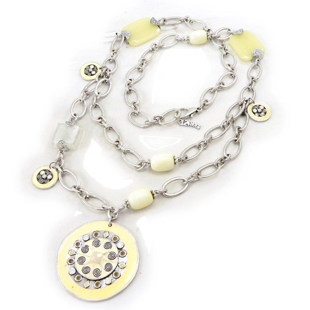Les Trésors De Lily [E8898] - Designer Long Necklace 'Tijuana' Ivory Beige