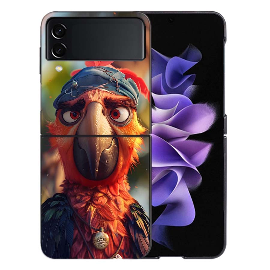 Macaw Pirate Phone Case For Samsung Z Flip 6 7 5G Galaxy Z Flip 5 4 3 5G Cases Shockproof Hard Cover TPU