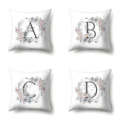 Polyester Pillowcase Simple and Fresh Xiaohua Home Furnishing 26 English Letter Printed Waist Cushion Pillowcase
