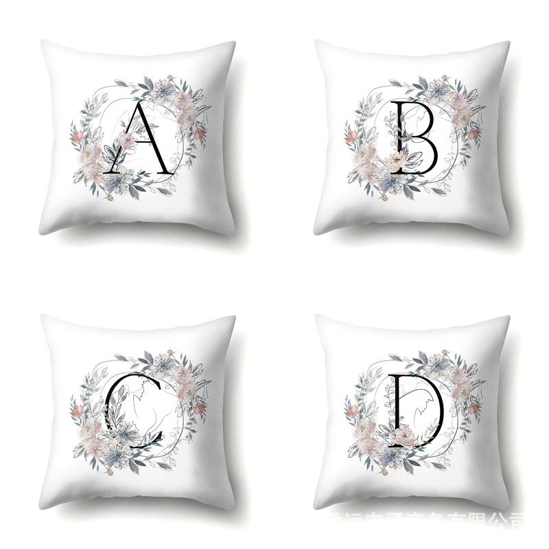 Polyester Pillowcase Simple and Fresh Xiaohua Home Furnishing 26 English Letter Printed Waist Cushion Pillowcase