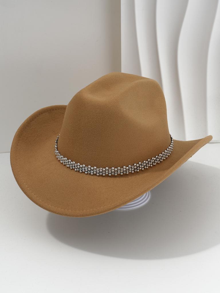 New cowboy hat top hat light luxury European gentleman's hat rhinestone accessories hat music festival party wear