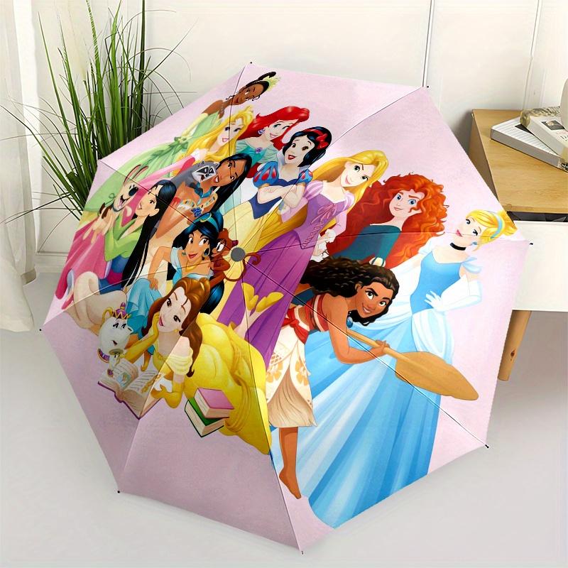 

Disney Princesses,Cartoon Characters Automatic Opening and Closing Umbrella 8 Ribs Windproof Portable Folding Umbrella with Plastic Handle