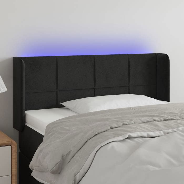 VidaXL Tête de Lit à LED Meuble de Chambre à Coucher Accessoire de Lit Simple Tête de Cadre de Lit Intérieur Noir 3123274