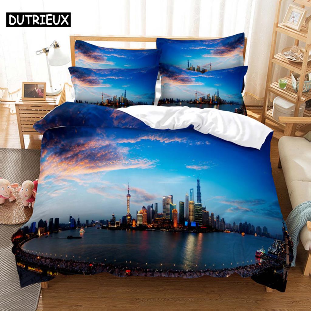 

Duvet Cover Set 220x240 Double Bed Set 3D HD Quilt Pillow Case Linen King Full Queen Twin Single Building 3PCS 2PCS Kids Adult (135x200cm)&set
