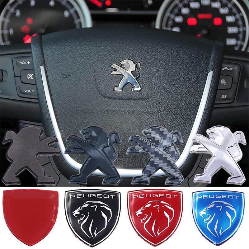 1pcs newest Peugeot ABS aluminum 3D steer wheel emblem Sticker Car Steering Wheel Sticker Car Interior Emblem Car Accessories