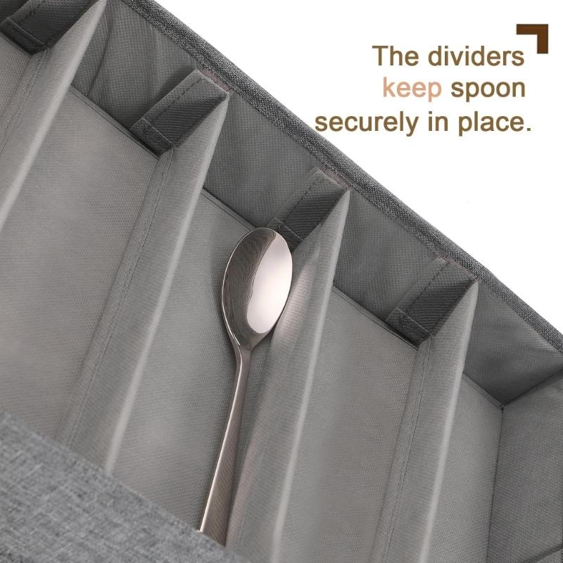 Polyester Utensil Holder Adjustable Compartments Clear Top View Easy Access Container For Home Kitchens Dining Essential HX6C