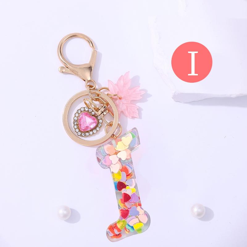 Fashion Pink A To Z Letter Keychain 26 Initials Alphabet Heart Pendant Car Keyring Backpack Hanging Decoration Couple Gift