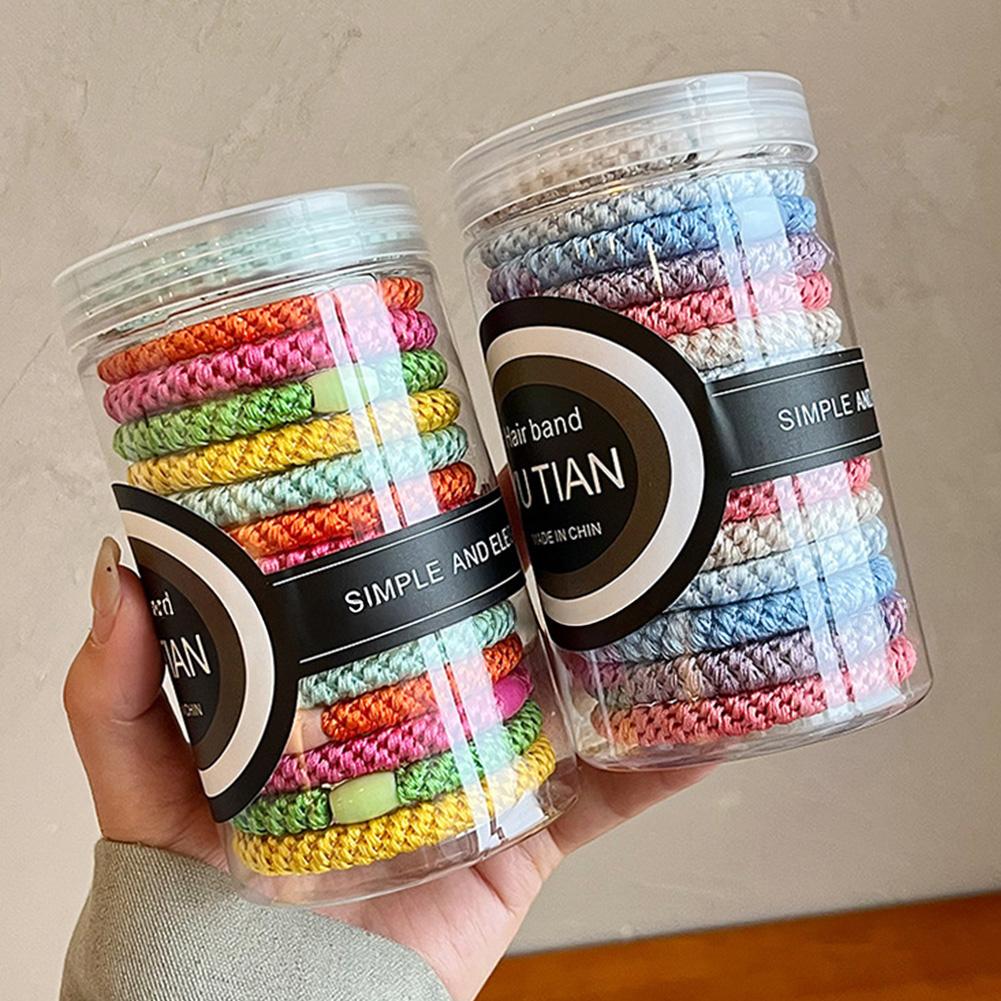 15pcs/set Braided Highly Elastic Hair Tie Durable Multi-colored Thick High Ponytail Rubber Band Headwear Hair Accessories