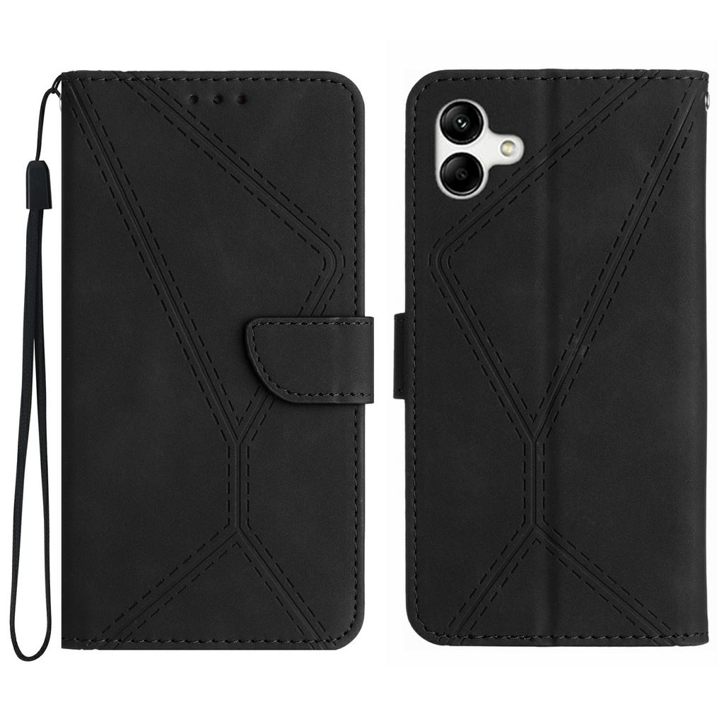 For Samsung Galaxy A06 5G Case Skin Touch Lines Imprinted PU Leather Flip Phone Cover