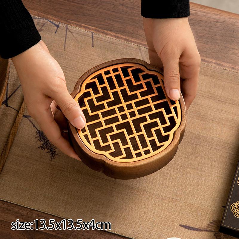 Walnut Wood Light Luxury High-end Coffee Tray Tea Tray Drain Water Storage Dry Bubble Table Base Kung Fu Tea Accessories