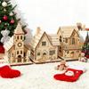 1/3PCS Festival Led Light Wood House Christmas Tree Decorations For Home Decoration Wooden House DIY Gift Window Decoration